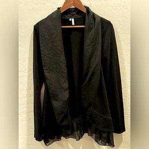 Studio Y Black Sheer Ruffle Collar Cardigan Medium